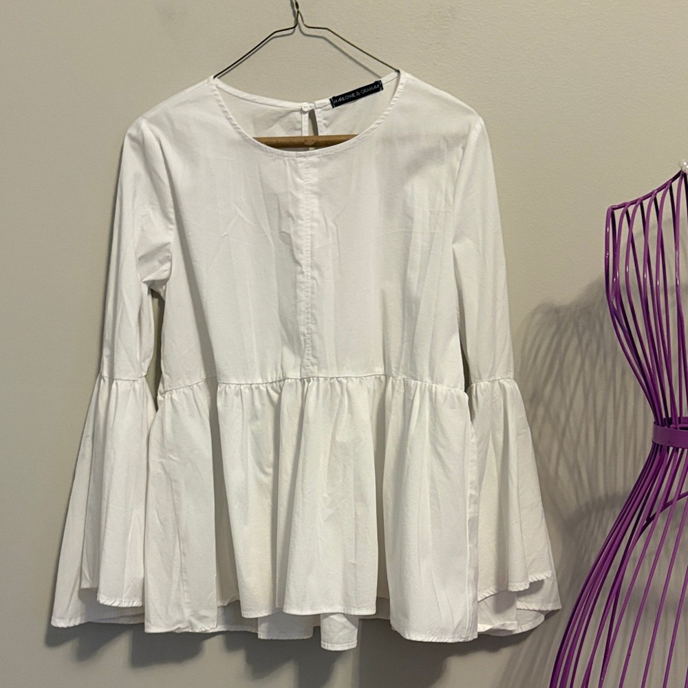 Harlow and Graham White Bell Shelve Blouse